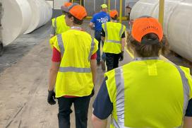 Students on the plant floor during SFRC field trip